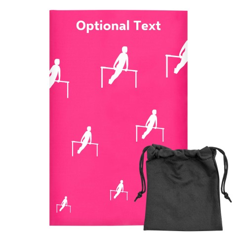 Regular (38cm x 25cm) (Gymnastics Icon) Fuchsia Pink - Stretch Polyester (Optional Personalised Gift Text) with Small Black Storage Pouch