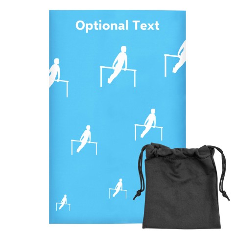Regular (38cm x 25cm) (Gymnastics Icon) Sky Blue - Stretch Polyester (Optional Personalised Gift Text) with Small Black Storage Pouch