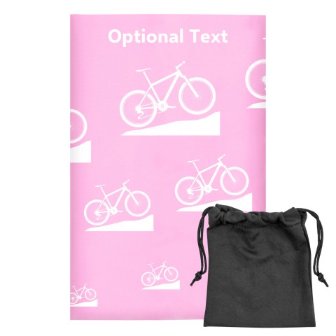 Regular (38cm x 25cm) (Mountain Biking Icon) Baby Pink - Stretch Polyester (Optional Personalised Gift Text) with Small Black Storage Pouch
