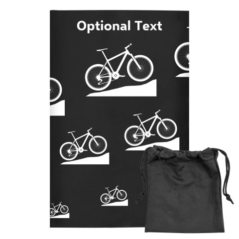 Regular (38cm x 25cm) (Mountain Biking Icon) Black - Stretch Polyester (Optional Personalised Gift Text) with Small Black Storage Pouch