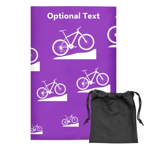 Regular (38cm x 25cm) (Mountain Biking Icon) Purple - Stretch Polyester (Optional Personalised Gift Text) with Small Black Storage Pouch