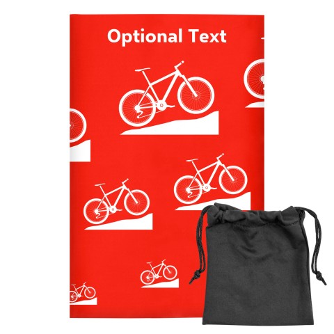Regular (38cm x 25cm) (Mountain Biking Icon) Red - Stretch Polyester (Optional Personalised Gift Text) with Small Black Storage Pouch