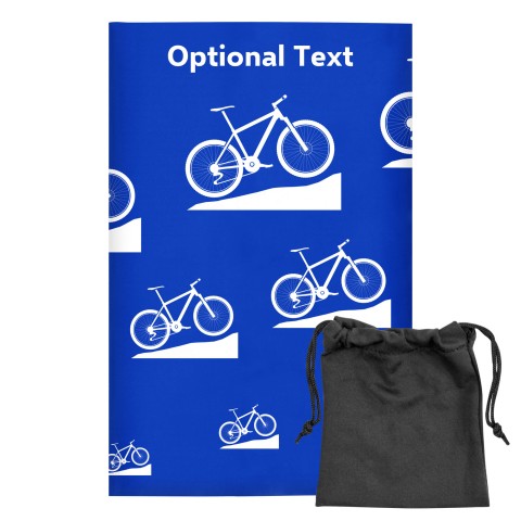 Regular (38cm x 25cm) (Mountain Biking Icon) Royal Blue - Stretch Polyester (Optional Personalised Gift Text) with Small Black Storage Pouch