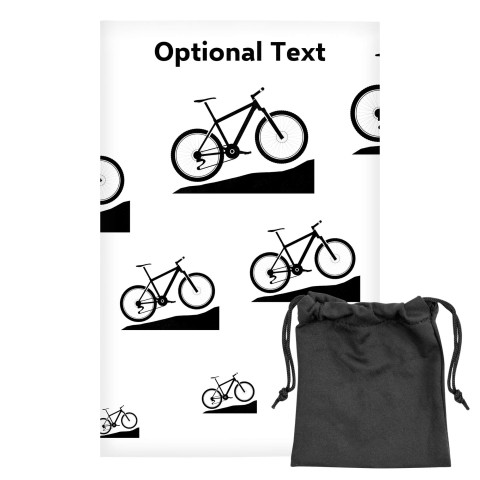 Regular (38cm x 25cm) (Mountain Biking Icon) White - Stretch Polyester (Optional Personalised Gift Text) with Small Black Storage Pouch