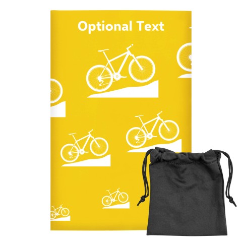 Regular (38cm x 25cm) (Mountain Biking Icon) Yellow - Stretch Polyester (Optional Personalised Gift Text) with Small Black Storage Pouch