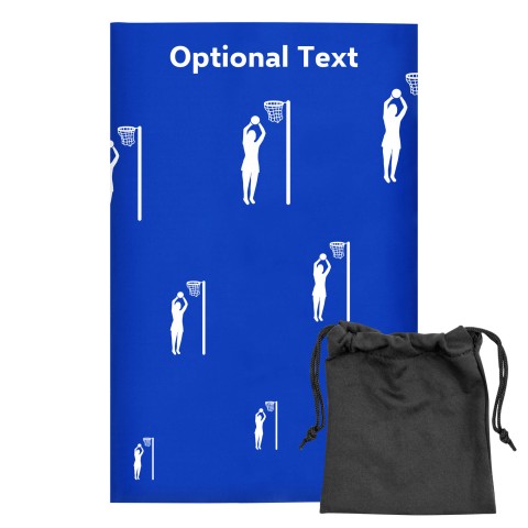 Regular (38cm x 25cm) (Netball Icon) Royal Blue - Stretch Polyester (Optional Personalised Gift Text) with Small Black Storage Pouch