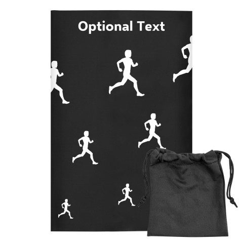 Regular (38cm x 25cm) (Running Icon) Black - Stretch Polyester (Optional Personalised Gift Text) with Small Black Storage Pouch