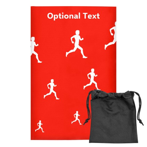 Regular (38cm x 25cm) (Running Icon) Red - Stretch Polyester (Optional Personalised Gift Text) with Small Black Storage Pouch