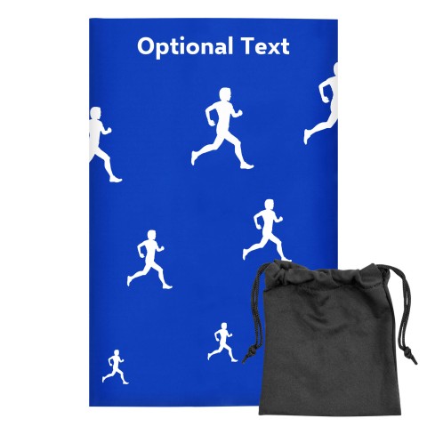 Regular (38cm x 25cm) (Running Icon) Royal Blue - Stretch Polyester (Optional Personalised Gift Text) with Small Black Storage Pouch