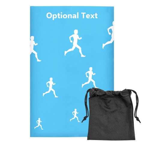 Regular (38cm x 25cm) (Running Icon) Sky Blue - Stretch Polyester (Optional Personalised Gift Text) with Small Black Storage Pouch