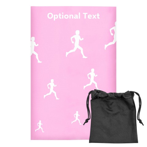Regular (38cm x 25cm) (Running Icon) Baby Pink - Stretch Polyester (Optional Personalised Gift Text) with Small Black Storage Pouch