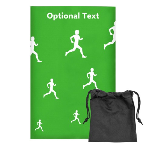 Regular (38cm x 25cm) (Running Icon) Bright Green - Stretch Polyester (Optional Personalised Gift Text) with Small Black Storage Pouch