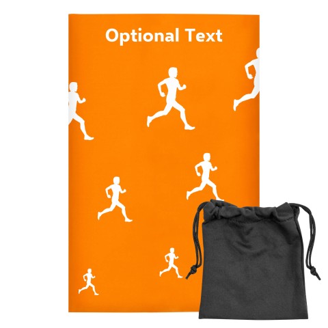 Regular (38cm x 25cm) (Running Icon) Orange - Stretch Polyester (Optional Personalised Gift Text) with Small Black Storage Pouch