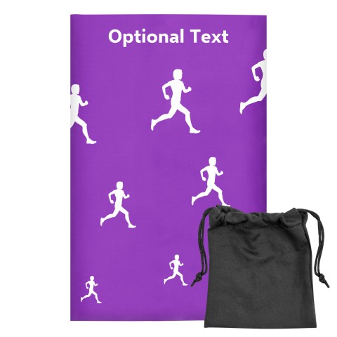Regular (38cm x 25cm) (Running Icon) Purple - Stretch Polyester (Optional Personalised Gift Text) with Small Black Storage Pouch