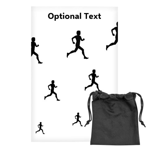 Regular (38cm x 25cm) (Running Icon) White - Stretch Polyester (Optional Personalised Gift Text) with Small Black Storage Pouch