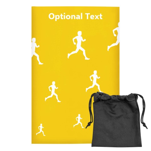 Regular (38cm x 25cm) (Running Icon) Yellow - Stretch Polyester (Optional Personalised Gift Text) with Small Black Storage Pouch