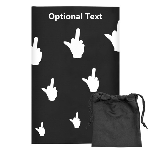 Regular (38cm x 25cm) (Single Finger Icon) Black - Stretch Polyester (Optional Personalised Gift Text) with Small Black Storage Pouch