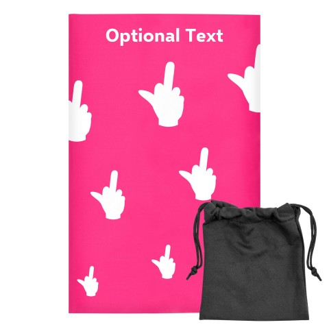 Regular (38cm x 25cm) (Single Finger Icon) Fuchsia Pink - Stretch Polyester (Optional Personalised Gift Text) with Small Black Storage Pouch