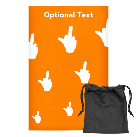 Regular (38cm x 25cm) (Single Finger Icon) Orange - Stretch Polyester (Optional Personalised Gift Text) with Small Black Storage Pouch