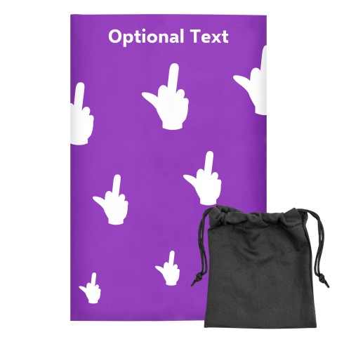 Regular (38cm x 25cm) (Single Finger Icon) Purple - Stretch Polyester (Optional Personalised Gift Text) with Small Black Storage Pouch