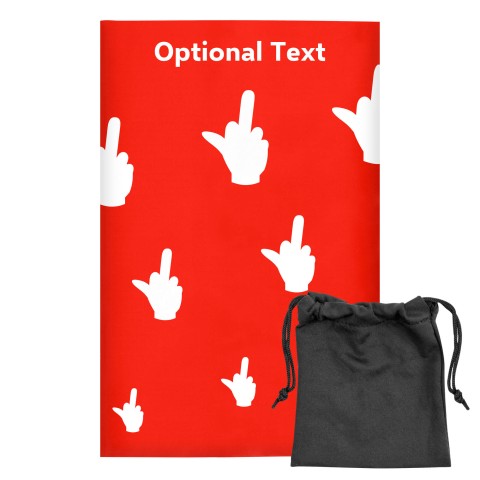 Regular (38cm x 25cm) (Single Finger Icon) Red - Stretch Polyester (Optional Personalised Gift Text) with Small Black Storage Pouch