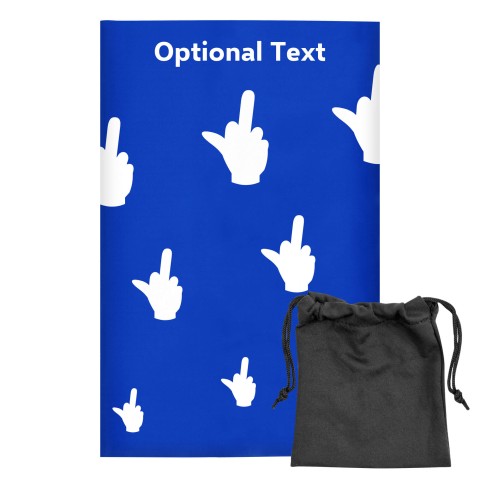 Regular (38cm x 25cm) (Single Finger Icon) Royal Blue - Stretch Polyester (Optional Personalised Gift Text) with Small Black Storage Pouch