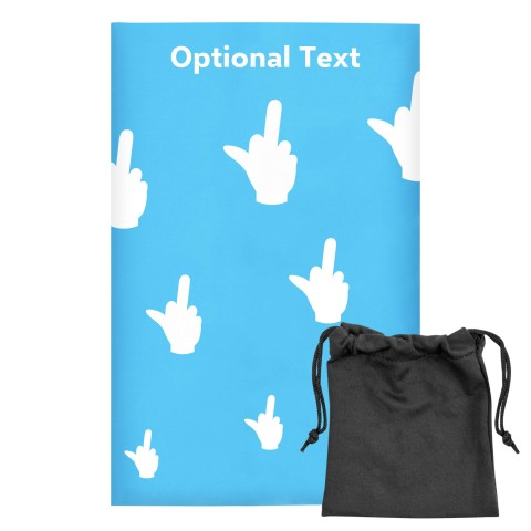 Regular (38cm x 25cm) (Single Finger Icon) Sky Blue - Stretch Polyester (Optional Personalised Gift Text) with Small Black Storage Pouch