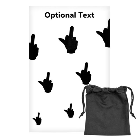 Regular (38cm x 25cm) (Single Finger Icon) White - Stretch Polyester (Optional Personalised Gift Text) with Small Black Storage Pouch