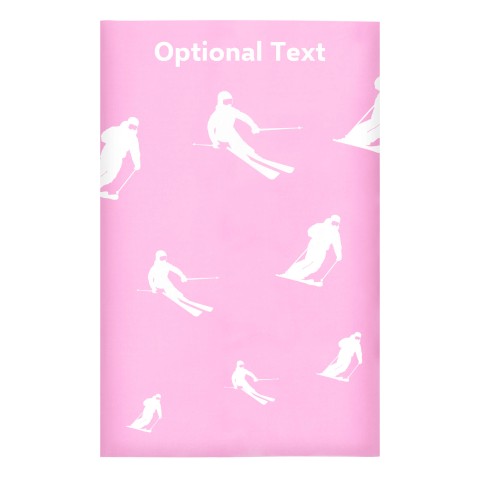 Regular (38cm x 25cm) (Skiing Icon) Baby Pink - Stretch Polyester (Optional Personalised Gift Text)