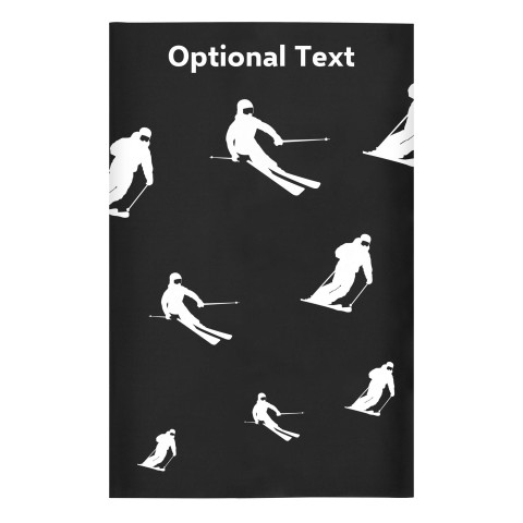 Regular (38cm x 25cm) (Skiing Icon) Black - Stretch Polyester (Optional Personalised Gift Text)