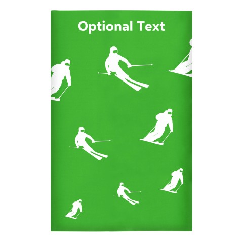 Regular (38cm x 25cm) (Skiing Icon) Bright Green - Stretch Polyester (Optional Personalised Gift Text)