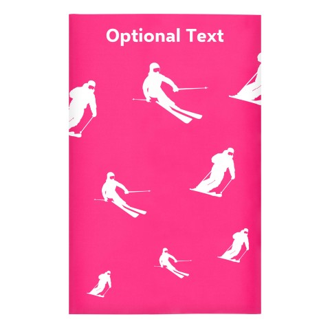 Regular (38cm x 25cm) (Skiing Icon) Fuchsia Pink - Stretch Polyester (Optional Personalised Gift Text)