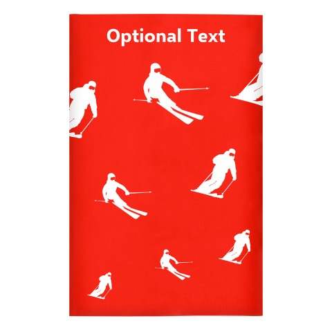 Regular (38cm x 25cm) (Skiing Icon) Red - Stretch Polyester (Optional Personalised Gift Text)