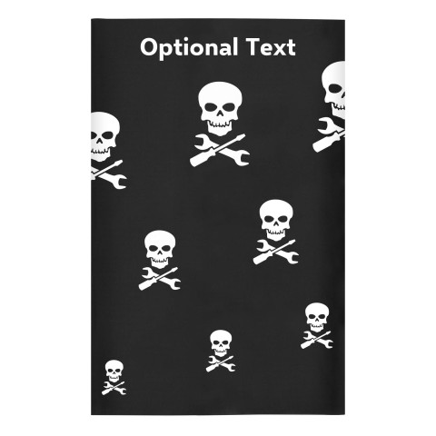 Regular (38cm x 25cm) (Skull & Spanner Icon) Black - Stretch Polyester (Optional Personalised Gift Text)