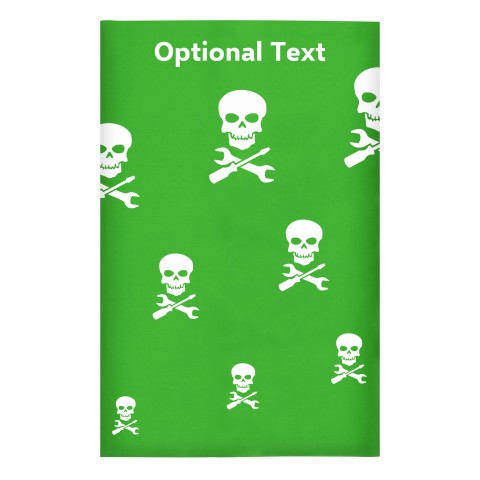 Regular (38cm x 25cm) (Skull & Spanner Icon) Bright Green - Stretch Polyester (Optional Personalised Gift Text)