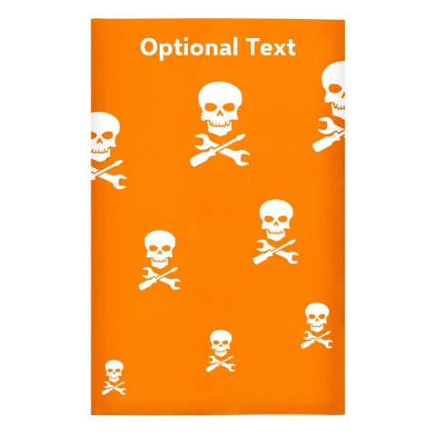 Regular (38cm x 25cm) (Skull & Spanner Icon) Orange - Stretch Polyester (Optional Personalised Gift Text)