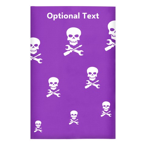 Regular (38cm x 25cm) (Skull & Spanner Icon) Purple - Stretch Polyester (Optional Personalised Gift Text)