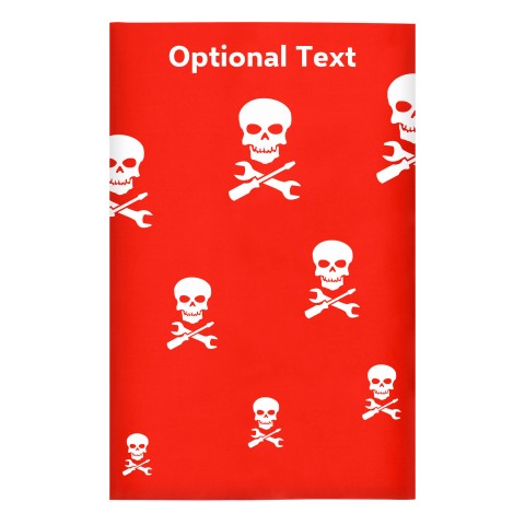 Regular (38cm x 25cm) (Skull & Spanner Icon) Red - Stretch Polyester (Optional Personalised Gift Text)