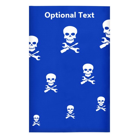 Regular (38cm x 25cm) (Skull & Spanner Icon) Royal Blue - Stretch Polyester (Optional Personalised Gift Text)