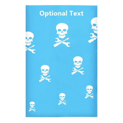 Regular (38cm x 25cm) (Skull & Spanner Icon) Sky Blue - Stretch Polyester (Optional Personalised Gift Text)