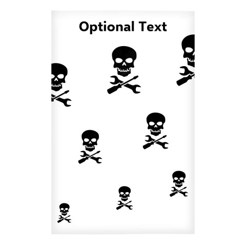 Regular (38cm x 25cm) (Skull & Spanner Icon) White - Stretch Polyester (Optional Personalised Gift Text)