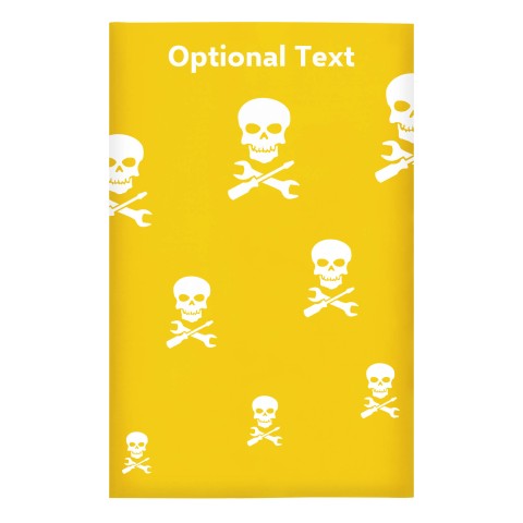 Regular (38cm x 25cm) (Skull & Spanner Icon) Yellow - Stretch Polyester (Optional Personalised Gift Text)