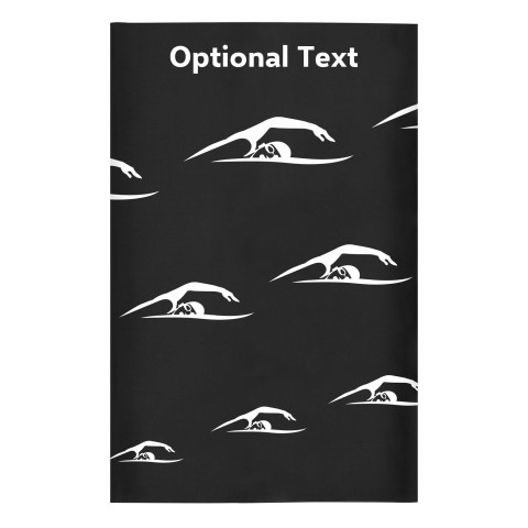 Regular (38cm x 25cm) (Swimming Icon) Black - Stretch Polyester (Optional Personalised Gift Text)