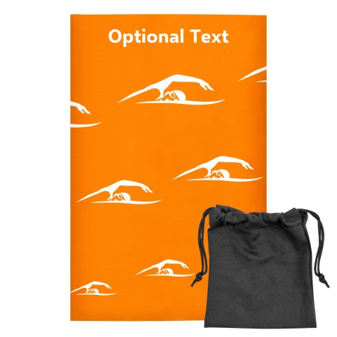 Regular (38cm x 25cm) (Swimming Icon) Orange - Stretch Polyester (Optional Personalised Gift Text) with Small Black Storage Pouch