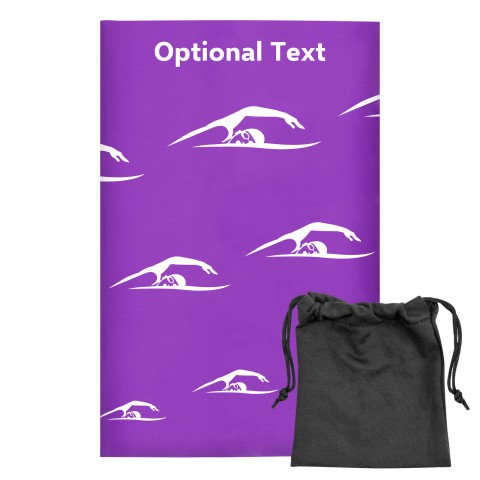 Regular (38cm x 25cm) (Swimming Icon) Purple - Stretch Polyester (Optional Personalised Gift Text) with Small Black Storage Pouch