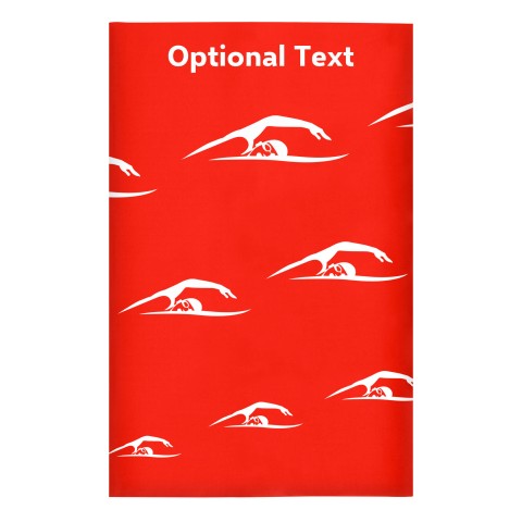 Regular (38cm x 25cm) (Swimming Icon) Red - Stretch Polyester (Optional Personalised Gift Text)