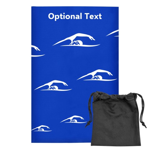 Regular (38cm x 25cm) (Swimming Icon) Royal Blue - Stretch Polyester (Optional Personalised Gift Text) with Small Black Storage Pouch