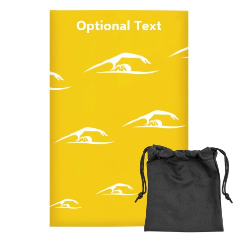Regular (38cm x 25cm) (Swimming Icon) Yellow - Stretch Polyester (Optional Personalised Gift Text) with Small Black Storage Pouch