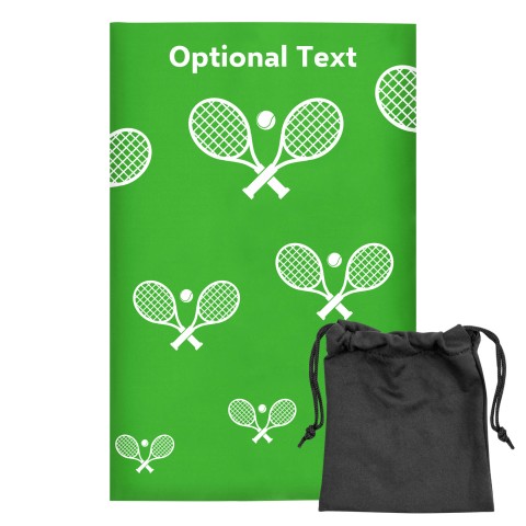 Regular (38cm x 25cm) (Tennis Icon) Bright Green - Stretch Polyester (Optional Personalised Gift Text) with Small Black Storage Pouch