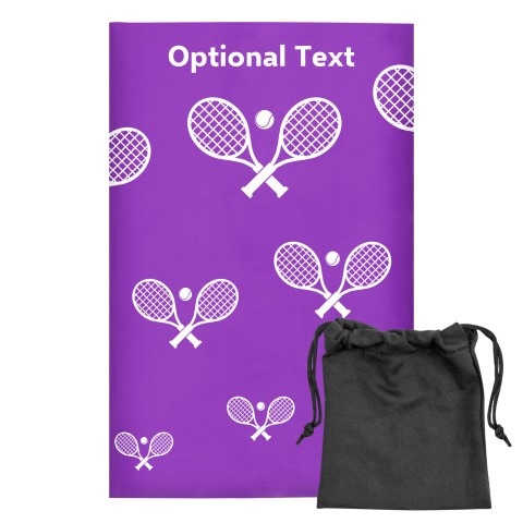 Regular (38cm x 25cm) (Tennis Icon) Purple - Stretch Polyester (Optional Personalised Gift Text) with Small Black Storage Pouch